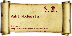 Vahl Modeszta névjegykártya